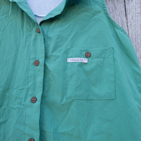 Tarponwear Womens Sz S Sleeveless Button Down Fishing Shirt Green - Picture 6 of 7